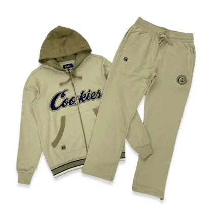 Cookies Triumph Zip Hoodie Jogger Set (Brown)