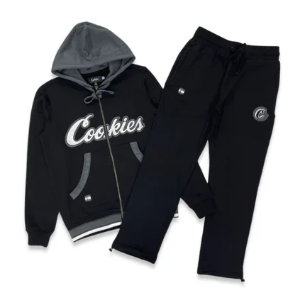 Cookies Triumph Zip up Hoodie Jogger Set (Black)