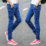 Fashion Men’s Jeans Pants Stretch Dark Blue Skinny Jeans