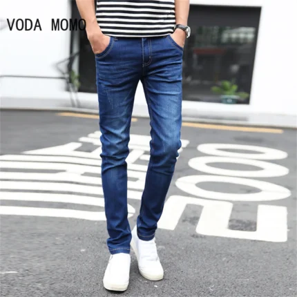 Fashion Men’s Jeans Pants Stretch Dark Blue Skinny Jeans